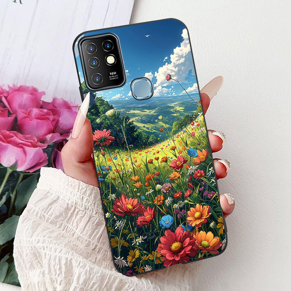 For Infinix Hot 10 Case Silicone Cute Cat Fashion Flowers Luxury Painted Back Cover For Inifnix Hot 10 Phone Case X682B X682C