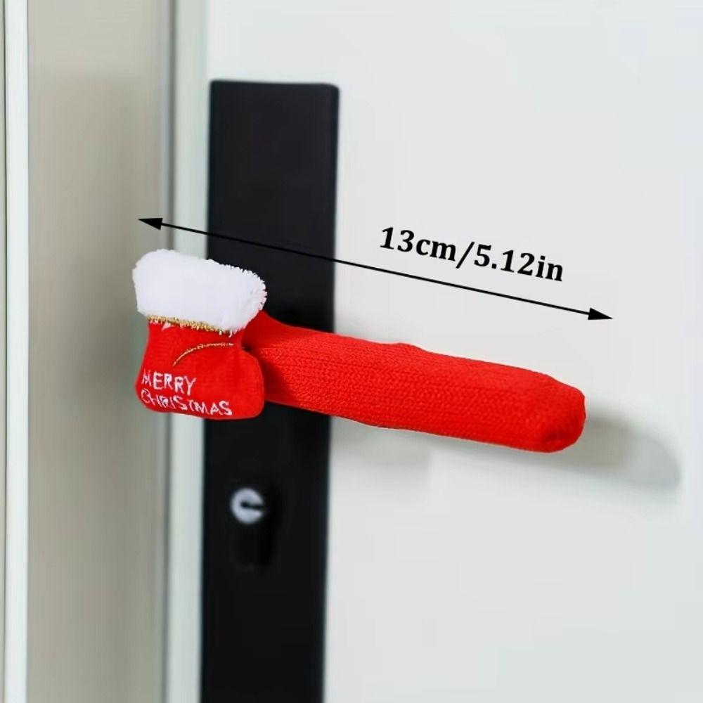 Cartoon Christmas Door Handle Covers Protective Anti Collision Door Knob Cover Soft Red Santa Claus Doorknob Cover