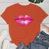 (Premium T-shirt)Hot Pink Lips Funny Summer Women T-Shirt Harajuku Print Fashion Short Sleeve Summer Casual T-Shirt Top