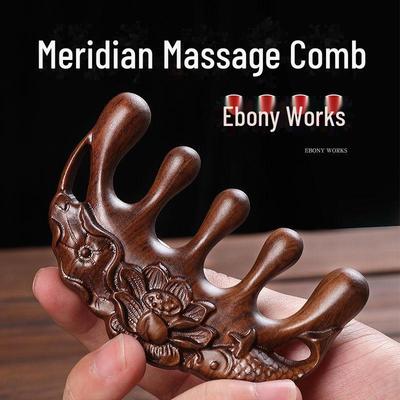 Sandalwood Meridian Massage Comb: Wooden, Anti-Static, Unisex, Hair Loss Prevention, Large-Tooth, Health Therapy Comb.