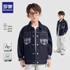 Romman Boys' Plaid Patchwork Denim Jacket