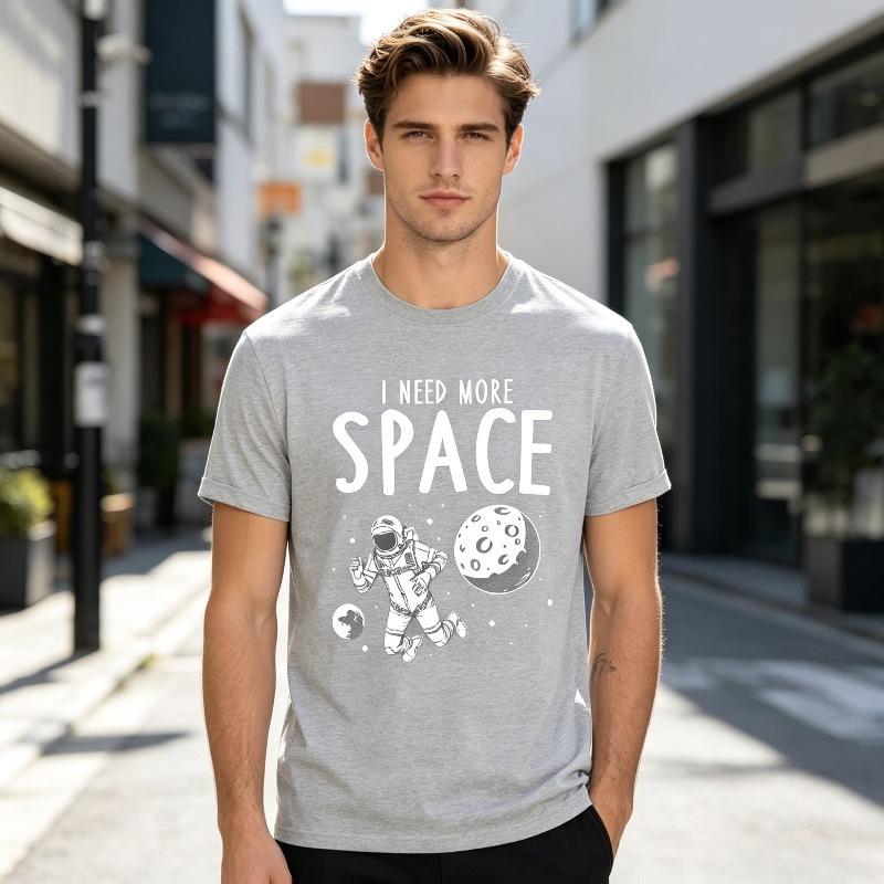 Funny Astronaut Space TShirt Unisex Unisex I Need More Space Graphic Tee Casual Cotton Short Sleeve Shirt