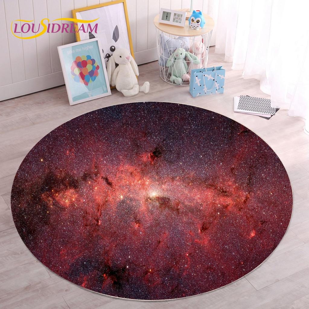 HD Galaxy Universe Space Stars Runder Teppich, Teppich für Wohnzimmer, Kinderzimmer, Sofa, Spielzimmer, Dekoration, rutschfeste Bodenmatte