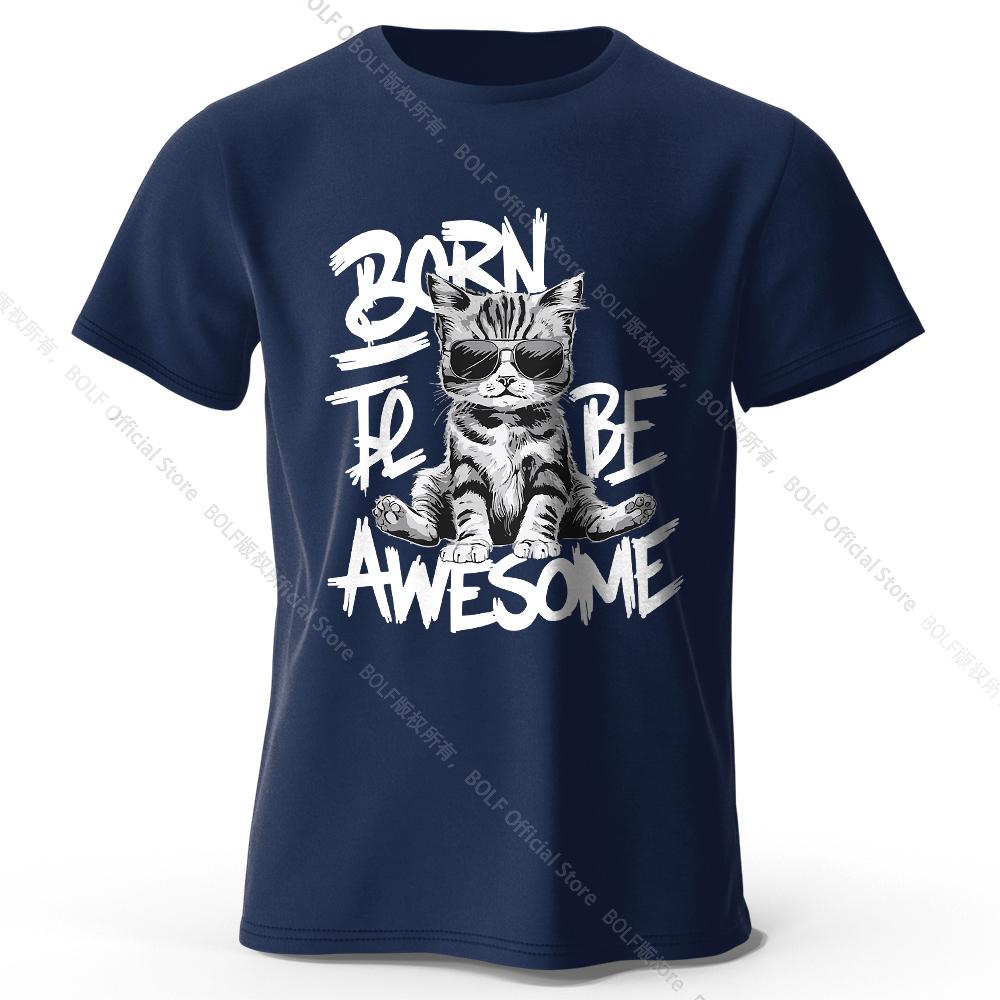 

Футболка мужская Cool Cat, 100% хлопок, свободный размер, красивая футболка с рисунком кошки для мужчин и женщин, уличный стиль XXXL тёмно-синий