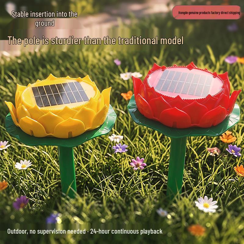 Hongde 24 Saat Dış Mekan Lotus Şekilli Güneş Enerjili Hoparlör, Su Geçirmez ve Geri Dönüştürülebilir.