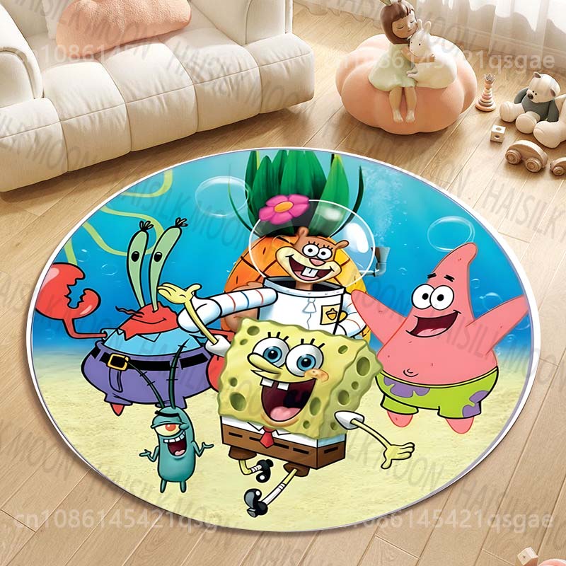 Multiple Styles Pokemon Bulbasaur Cartoon Print Round Rugs Carpet for Living Room Bedroom Kids Room Bath Chair Mat Home Decor