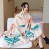 Imitation cashmere ink painting lotus scarf women's new warm simple autumn and winter double-sided thickened scarf