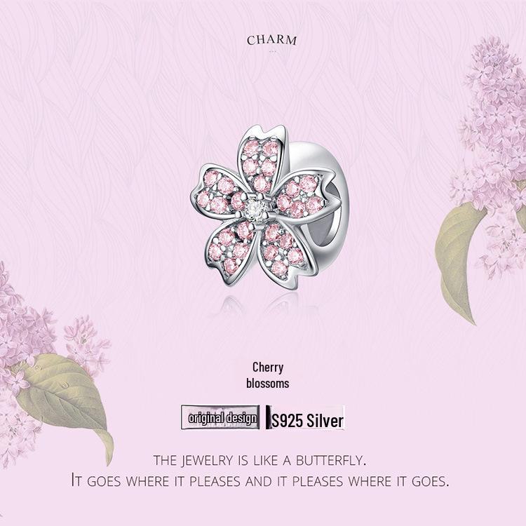 Yinziyun Cherry Blossom Silicone S925 Silver Beads for DIY Fashion Bracelets (SCC1291)