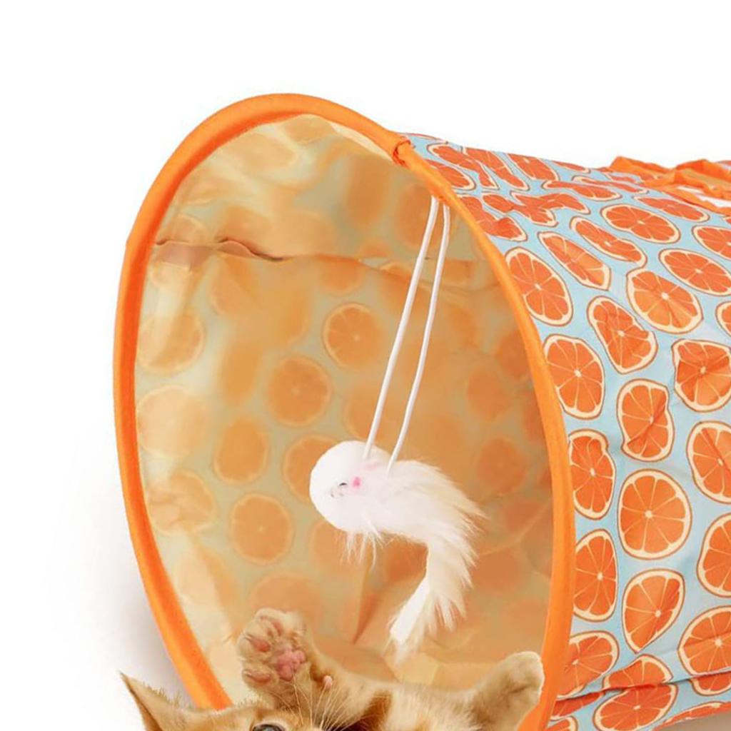 Cat Tunnel Bag Foldable Interactive 5 Holes Crinkle Sounds Tunnel Pet Drill Bucket with Plush Balls