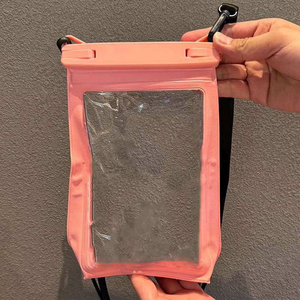 

Adjustable Strap Waterproof Phone Pouch Large Capacity PVC Storage Pack Party розовый