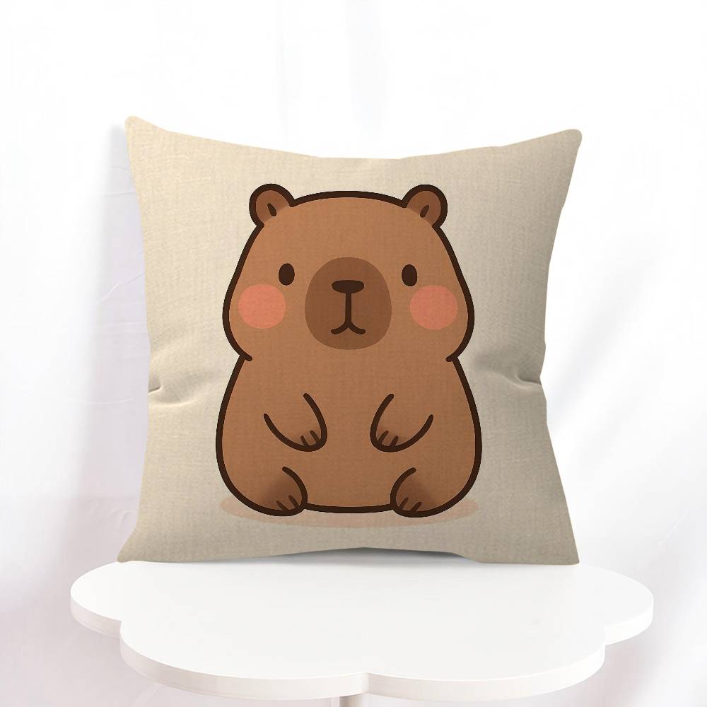 

Cartoon Capybara Hippo Maple Design Cushion Cover Happy Autumn Harvest Decor Holiday Decorati Pillow Cover 16x16Inch