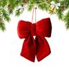 Velvet Red Bow Christmas Decoration Garland Topper Hanging Ornament Christmas Tree Decoration Christmas Bows For Winter Party