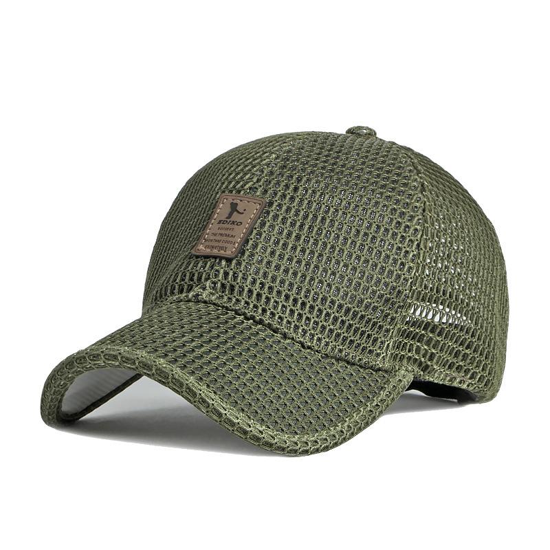 

2021 Summer Women Men Mesh Baseball Cap Solid Snapback Label Stick Sunhat Outdoor Breathable Hip Hop Baseball Hats Casquette Adjustable армія зелений колір