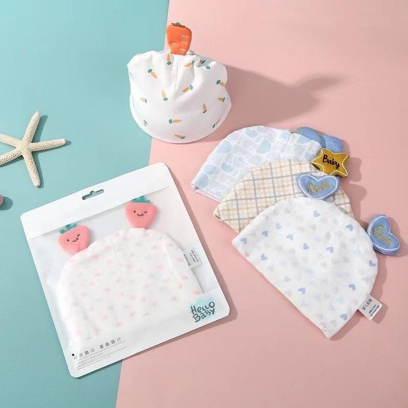 Newborn baby hat spring and autumn summer pure cotton tire cap 0 to 3 months small size super cute four seasons breathable newborn tire cap