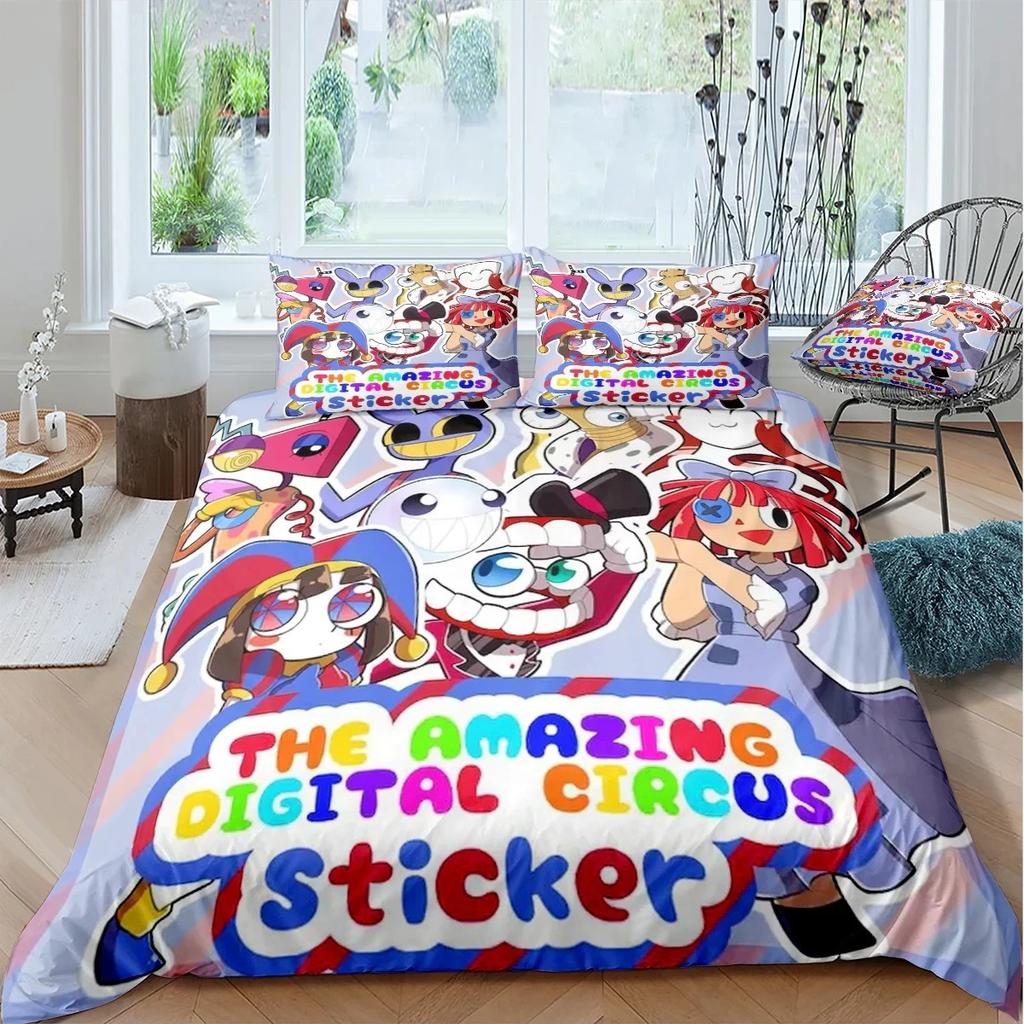 Erstaunliches Digitaler Zirkus 3D-gedrucktes Bettbezug Kissenbezug Bettwäsche-Set Einzel Doppel King für Kinder Erwachsene Schlafzimmer