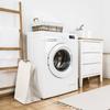 Panier à linge pliable 60 L avec poignée en bois – corbeille autoportante en tissu imperméable blanc