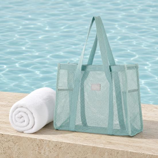 Borsa da Spiaggia in Rete, Borsa Leggera ad Alta Capacità, Svuotamento Rapido Traforata, Borsa a Shopper Ultraleggera per Viaggio, Articoli da Toeletta, Cosmetici