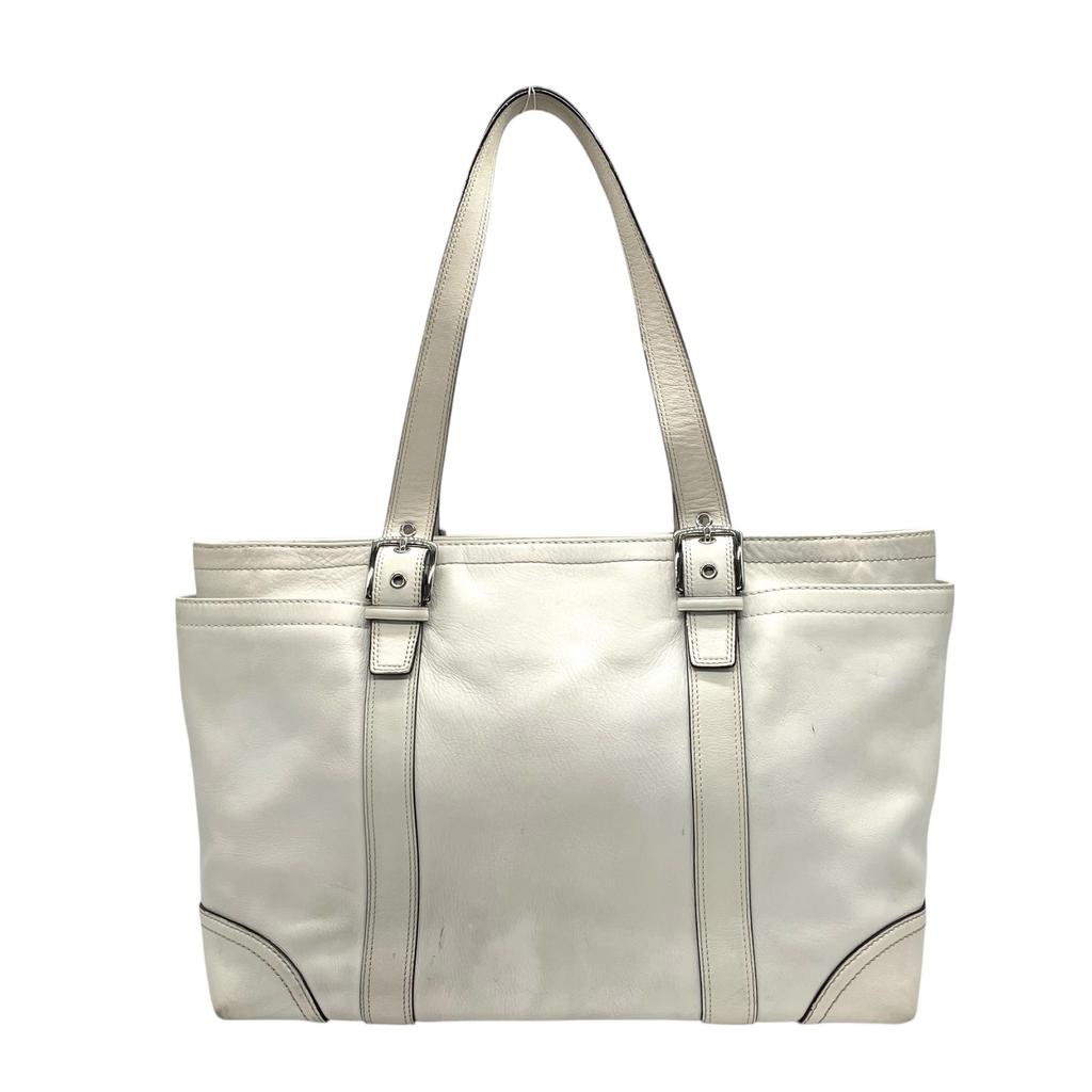 Used COACHTote Bag white leather Women