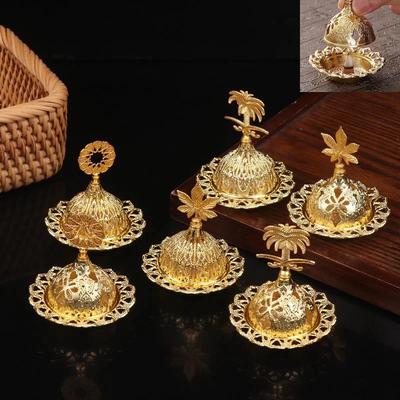 1PCS Incense Burner Hollow Golden Tower Oil Burner Arab Style Censer Holder For Home Hotel Incense Holder Yoga Ornaments