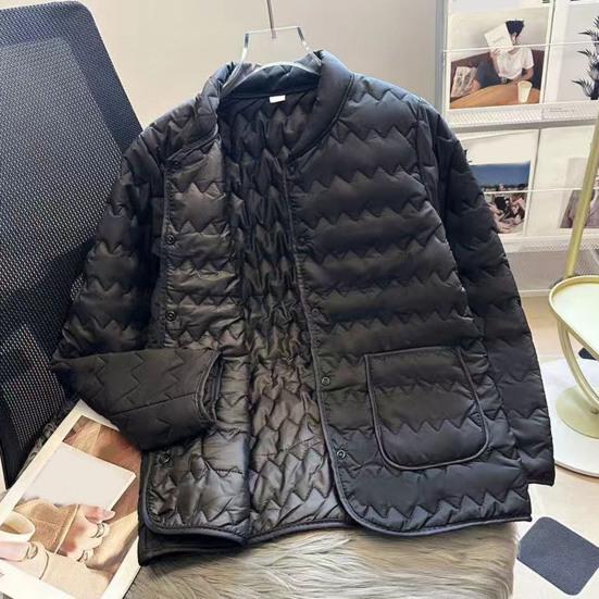 Women's Quilted Down Jacket Lightweight Long Sleeve Puffer Coat Button Down Winter Outerwear with Pockets