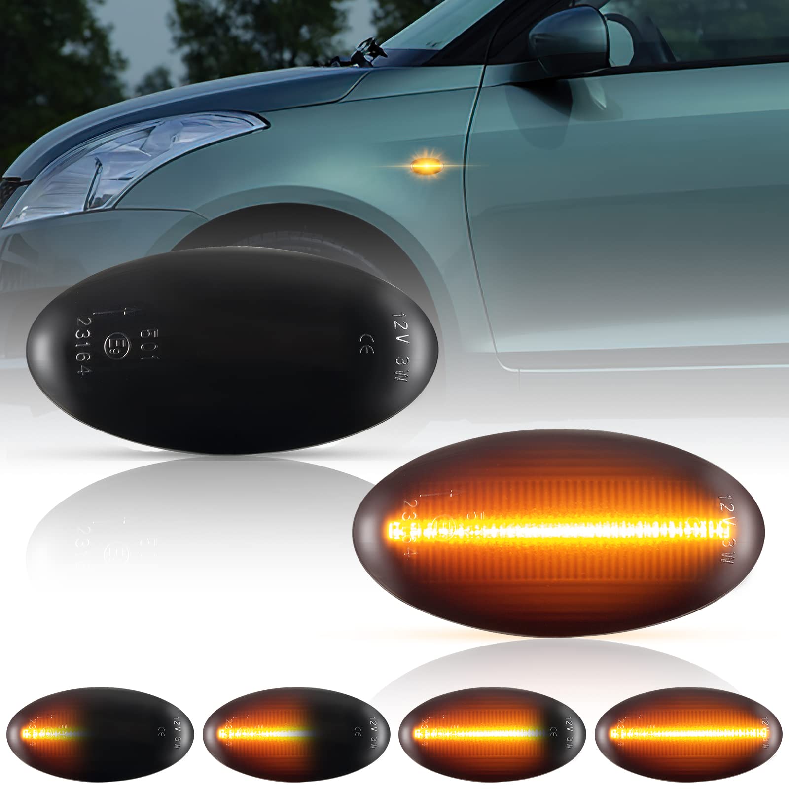 

Popmotorz LED Side Marker Turn Signals with Sequential Flowing LEDs and Canceller for Suzuki Wagon and Carry High-Brightness Built-in Jimny, Alto,