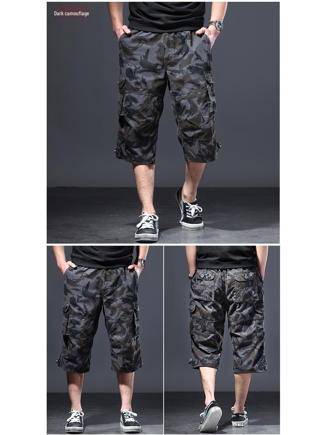 

Мужской летний комбинезон свободного кроя с несколькими карманами, укороченный L