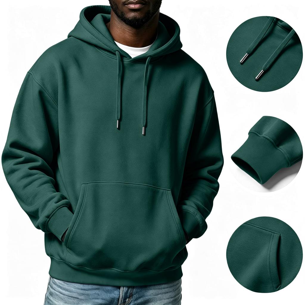 Men's Casual Color Hoodie with Drawstring