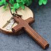 Religious Handmade Cross Necklace Metal Tags Crucifix Pendant Chain Wood Cross Necklace  Church