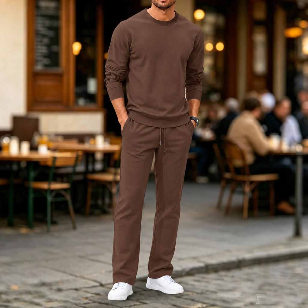 Men's Versatile 2 Piece Sweatsuit with Hooded Sweatshirt and Sweatpants for Casual Wear