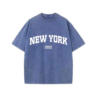 New York 199X Retro Washed Vintage T-Shirt High Quality T Shirts Summer Oversized Short Sleeve Clothes Cotton Loose Street Tops