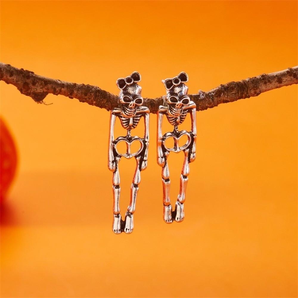 Zinc Zinc Alloy Skeleton Earrings Hip Hop Imitation Human Bone Earrings Halloween Drop Earrings  Party