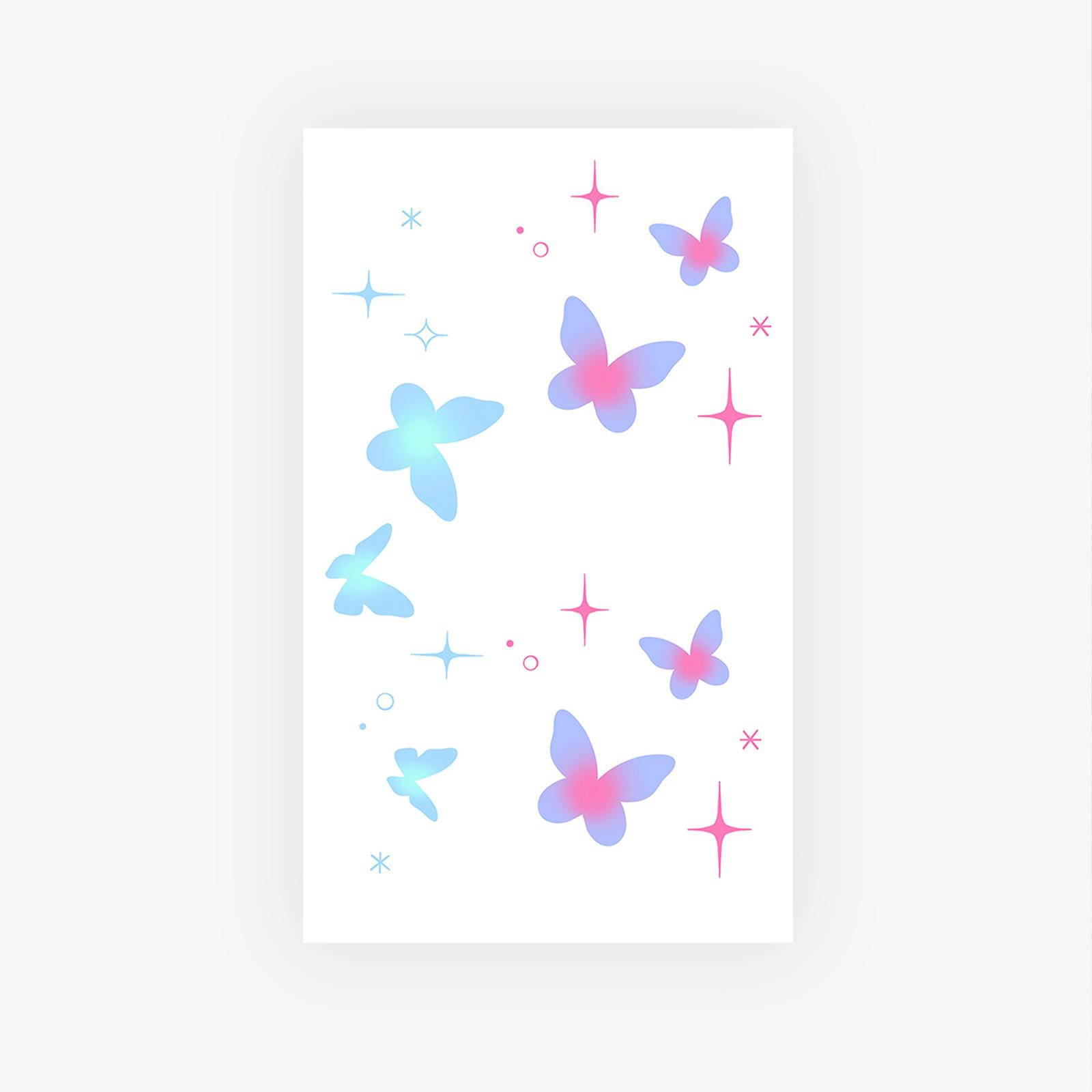High Value Y2K Wind Small Fresh Color Gradual Change Butterfly Clavicle Waist Tattoo Sticker 9*15