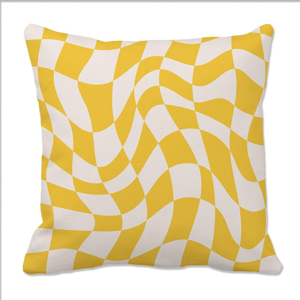 

Контрастная цветовая комбинация Геометрический клетчатый принт Наволочка Клетчатый узор Шахматная доска Скандинавский диван Гостиная Плюшевая подушка 45Cm single-sided pillow cover