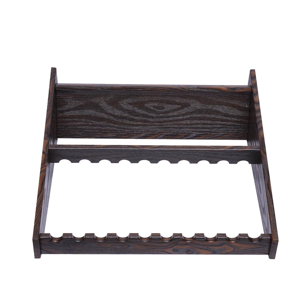 10-Hole Wall-Mounted Cue Rack, Billiard Cue Rack, Fishing Rod Holder,Golf Club Rack, Scratch-Resistant Retro Wooden Square Brown