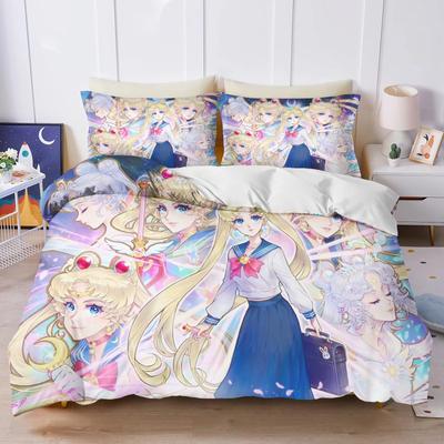 Set da letto Anime S-Sailor & M-Moon, Copripiumino Piumone Set da letto Copripiumino Federa, Misura King Queen Singolo Ragazzi Ragazze Adulti