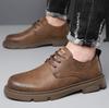 Cow Leather Autumn Platform Shoes for Men Fashion Casual New Designer Derby Shoes Male Low Top Work Ankle Boots Men