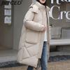 BITCED Thickened Puffer Jacket Down-Filled Cotton Coat Women's Loose-Fit Winter Coat Mid-Length Knee-Length Cotton Jacket
