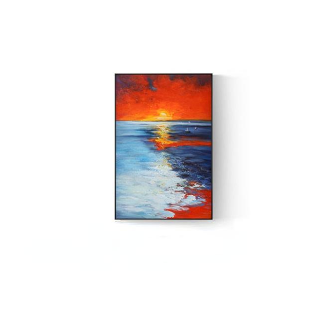 

Абстрактная картина с закатом и морским пейзажем, холст, живопись, акварельный пейзаж, постер, принт, настенные панно для гостиной, домашний декор 50cm×100cm NoFrame
