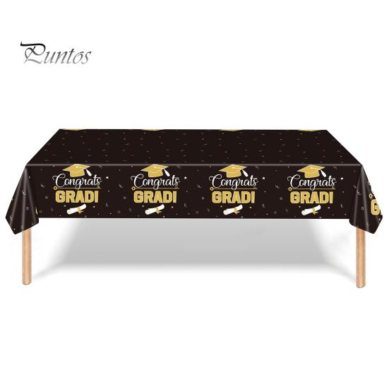 

2 шт. одноразовая скатерть для выпускного бала, пластиковая водонепроницаемая скатерть для выпускного, декоративная шапочка, свитки, конфетти, принадлежности для ужина в канун Нового года A