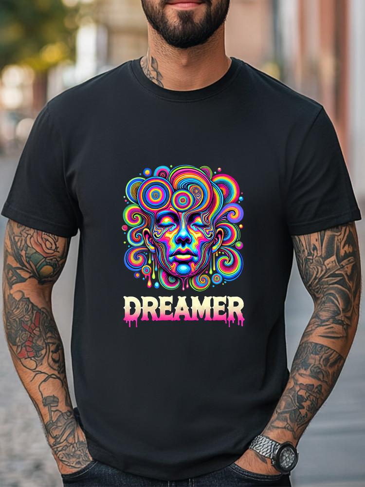 Dreamer T-Shirt Trippy Psychedelic Face Art Graphic Unisex Casual T-shirt Unisex T-Shirt S