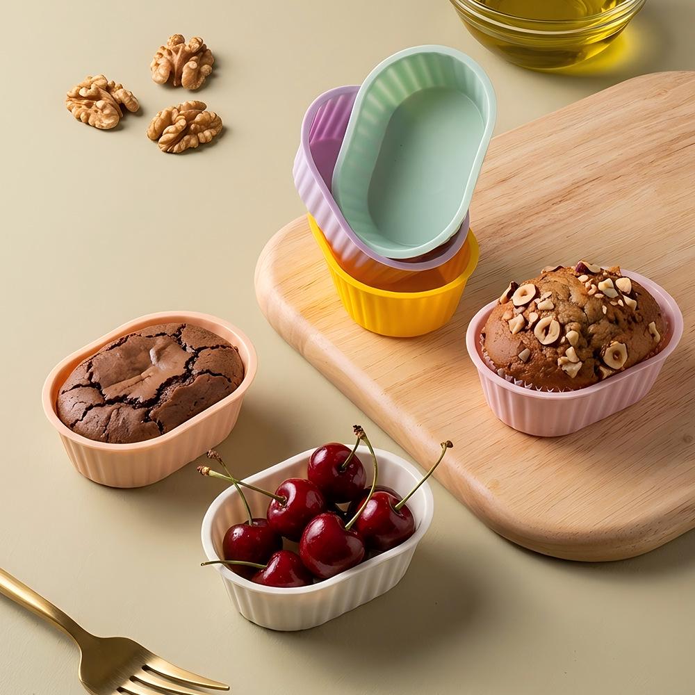 Silicone Oval Baby Food & Muffin Cups - Non-stick, High-Temperature Resistant, Reusable Baking Pan for Air Fryer.