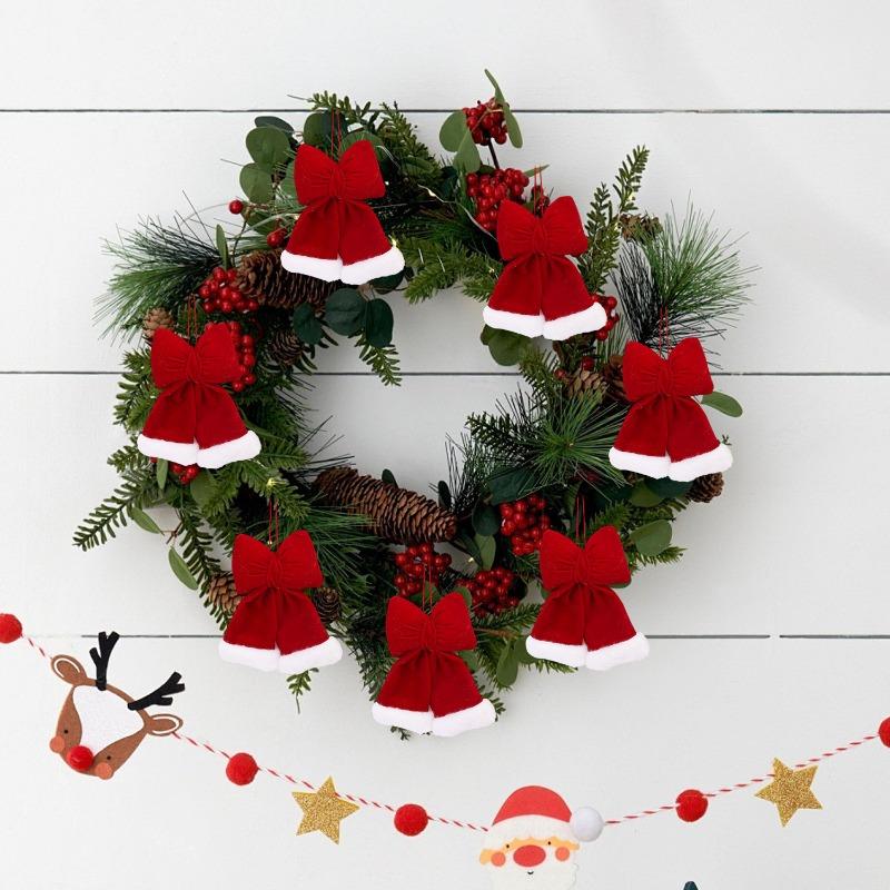 Christmas Red Velvet Bows DIY Wreaths Door Windows Ornaments Xmas Tree Hanging Pendants Home Wedding Party Decoration Supplies