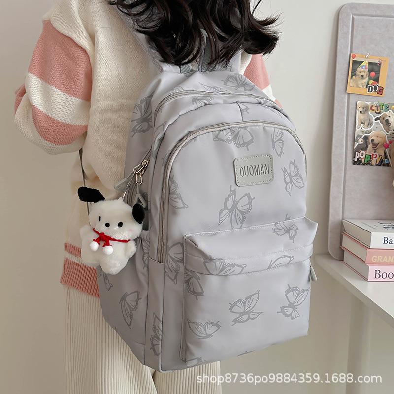 Schoolbag Japanese niche printed butterfly backpack female versatile college student class bag leisure travel backpack computer bag