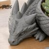 Talos 3D Printed Lying Dragon Flowerpot for Small Green Plants, Decorative Succulents Pot Ornament, Dark Style Figurine Home Office Desktop