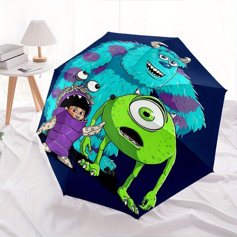 Disney Monsters Inc.,Mike Wazowski,Sulley Fashion Manual Folding Umbrella - Reinforced Eight Ribs, Automatic Opening and Closing, Lightweigh