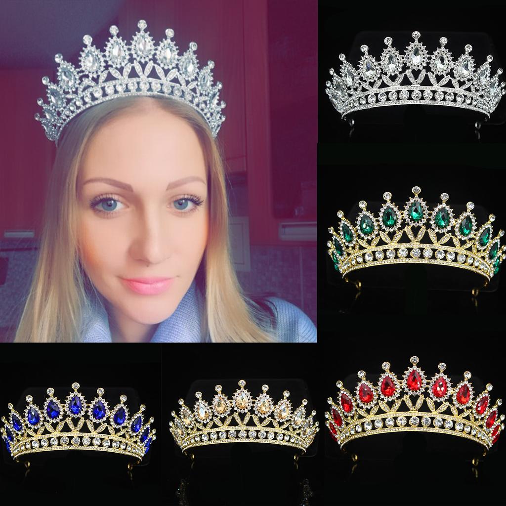Wedding Crystal Bridal Tiara Crown Queen Bride Diadem Hair Ornaments Head Jewelry Accessories for Women Pageant Headpiece