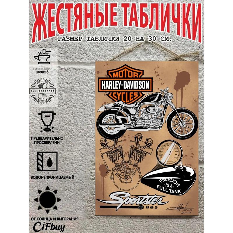 Vintage Metal Poster Motorcycle Decor 20x30 Cm
