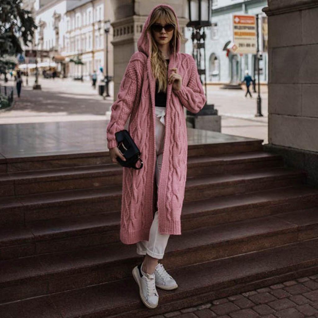 Women Casual Long Sleeve Stripe Sweater Cardigan Coat With Pockets