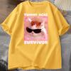 Tummy Ache Survivor Funny Cat Meme Tshirt Unisex Women Silly Stupid Cat Tee Shirt Unisexs Short Sleeve T Shirts Cotton Oversized Top