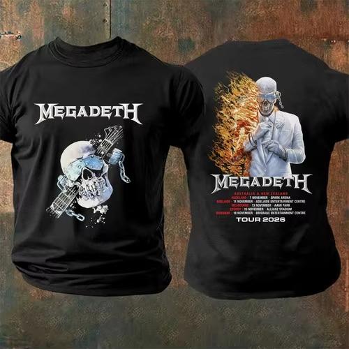 Megadeth Europäische Abschiedstour Merch Baumwoll T-Shirt Sommer Unisex Damen Streetwear Yk Stil Oversized Freizeitkleidung